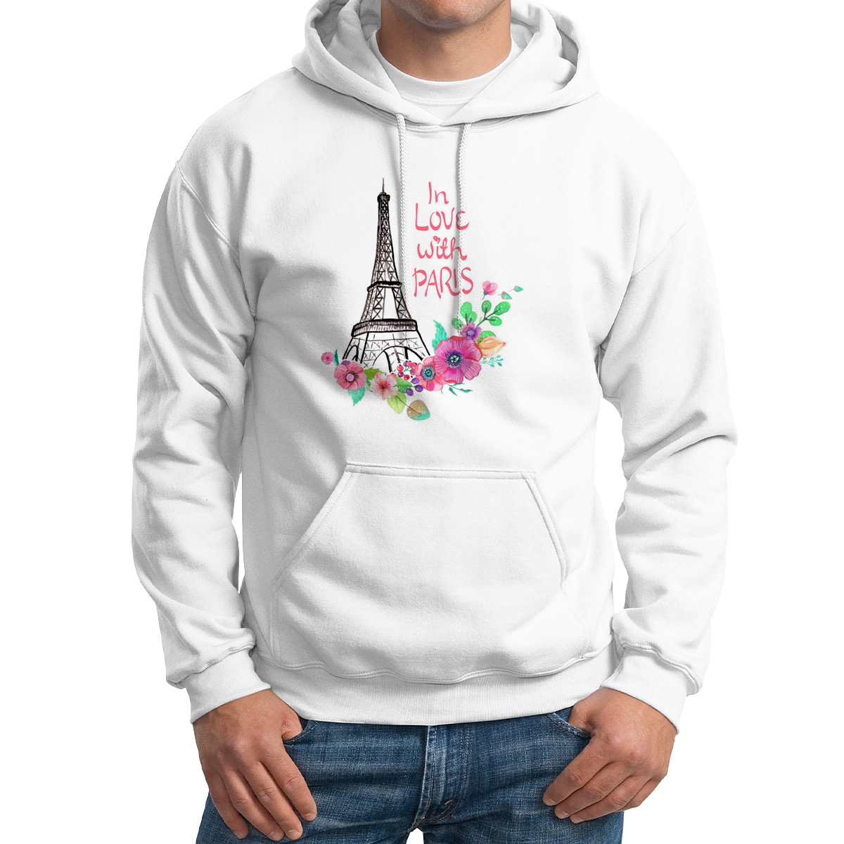 

Худи унисекс CoolPodarok In love with Paris Винтаж белое 60 RU, Белый, 0M015944