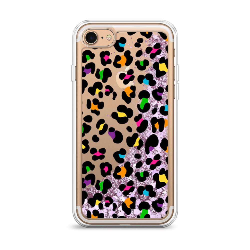 

Жидкий чехол с блестками "Яркий леопард" на Apple iPhone 8, 10894-1