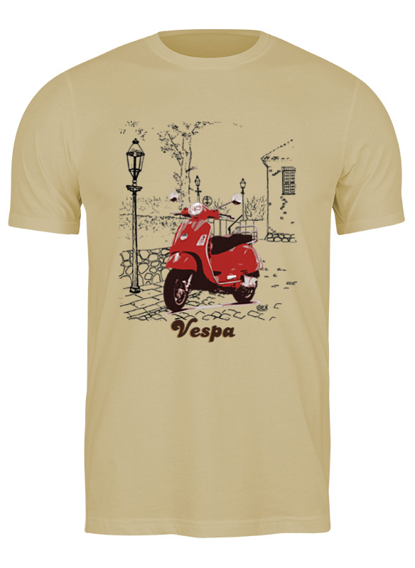 

Футболка мужская Printio Vespa. веспа бежевая L, Бежевый, Vespa. веспа