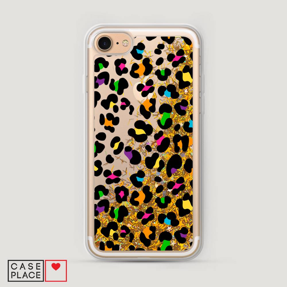 

Жидкий чехол с блестками "Яркий леопард" на Apple iPhone 8, 10890-1