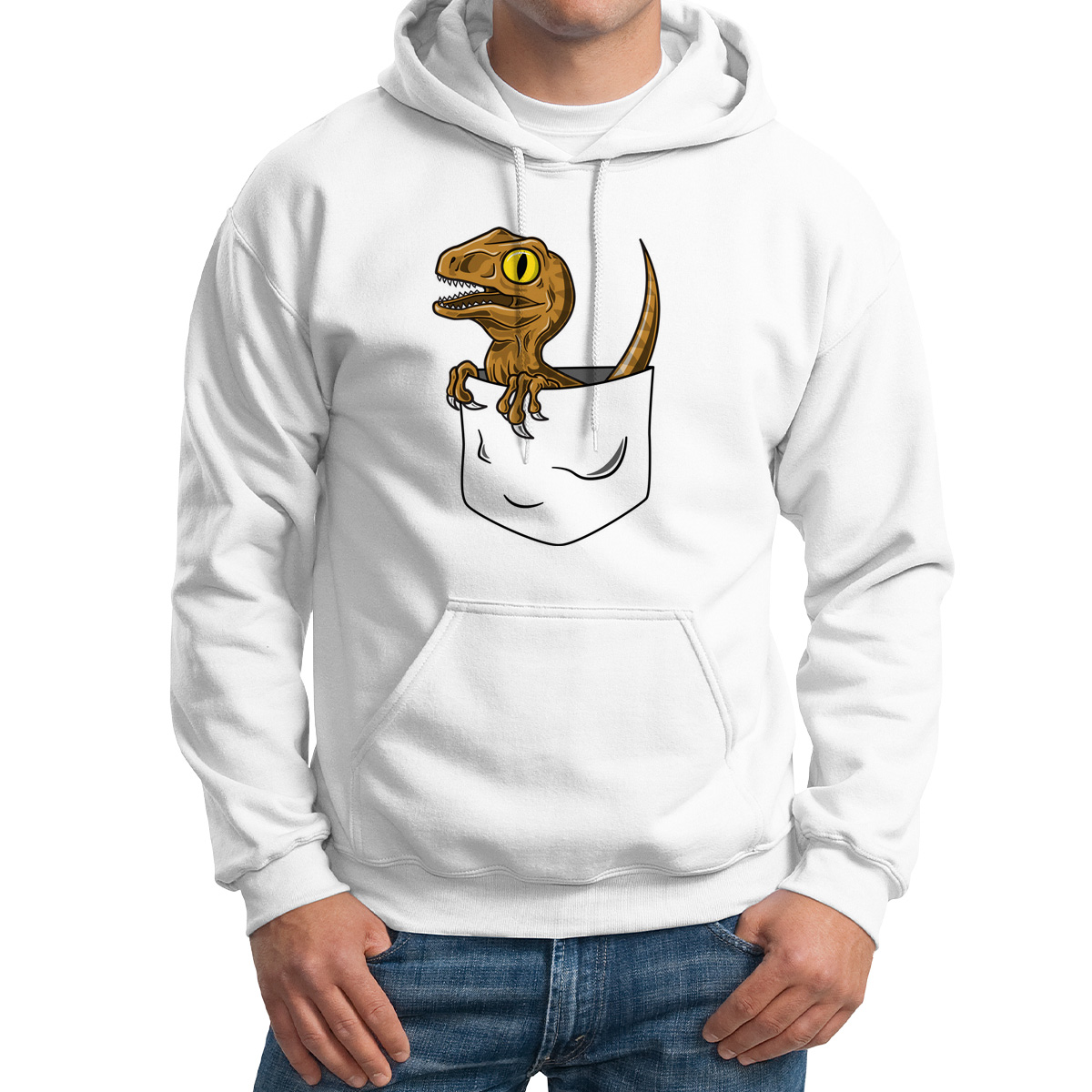 

Худи унисекс CoolPodarok Динозаврик в кармане белое 60 RU, Белый, 0M015884