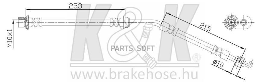 

Шланг тормозной перед TOYOTA IST/RACTIS/VERSO/VITZ/YARIS 05-14 левый КИК FT0966