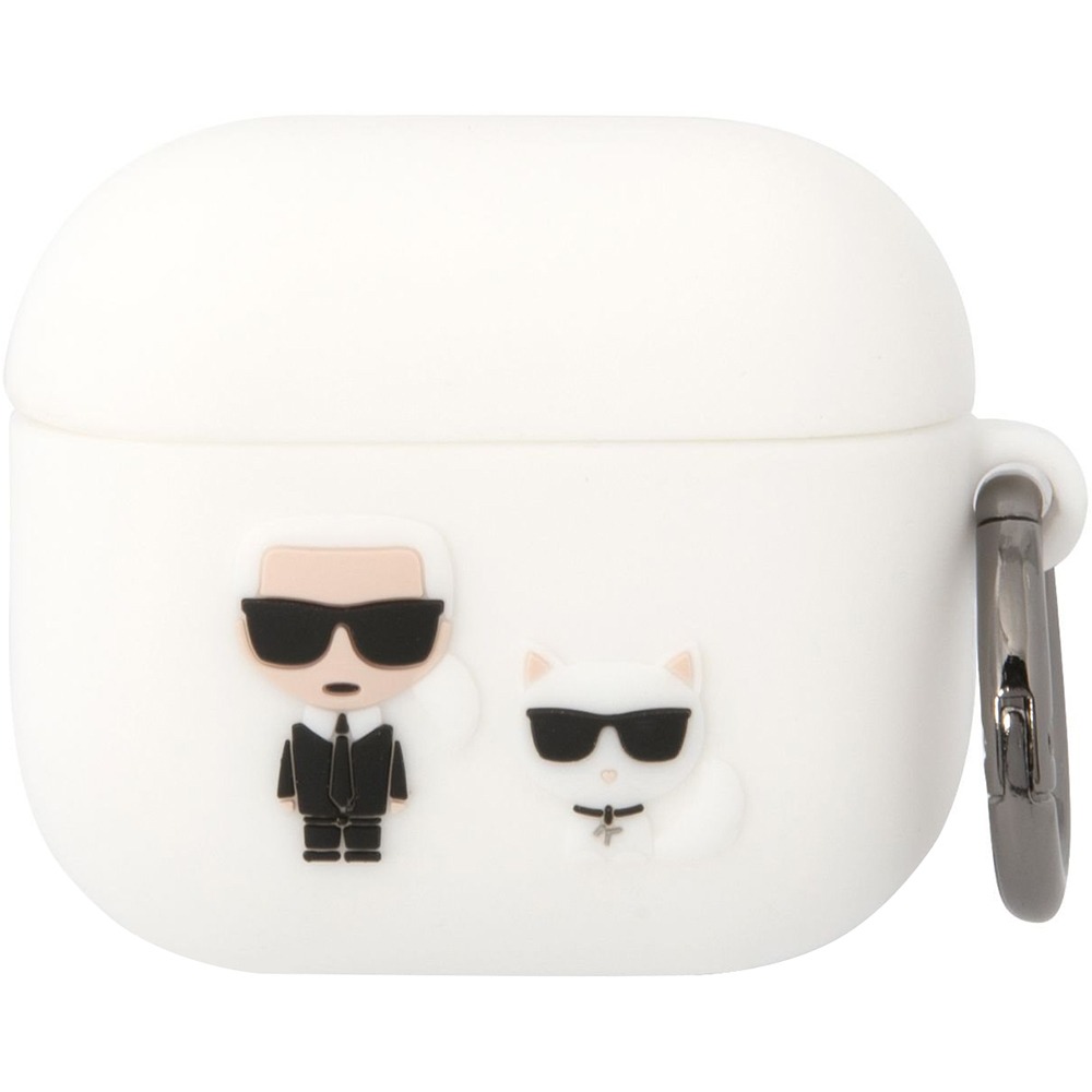 Чехол Karl Lagerfeld для Airpods 3 с карабином белый