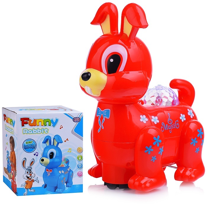 

Игрушка интерактивная Oubaoloon Зайчонок на батарейках NR617-51, Красный