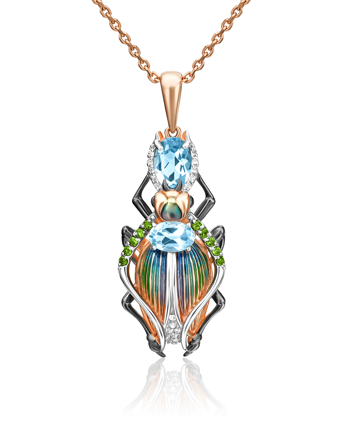 

Кулон из красного золота PLATINA jewelry 03-2982-00-713-1110-57, топаз/хромдиопсид/топаз, 03-2982-00-713-1110-57
