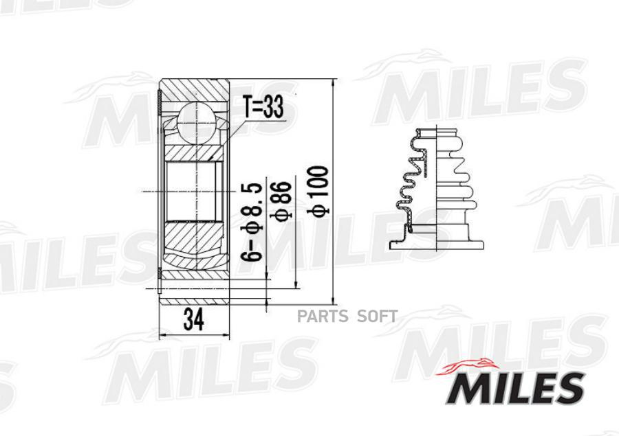 

Шрус Audi A3/Vw G2/G3/Polo/Passat/Skoda Octavia/Seat Toledo 1.6-2.8 82- Внутр. Miles арт.