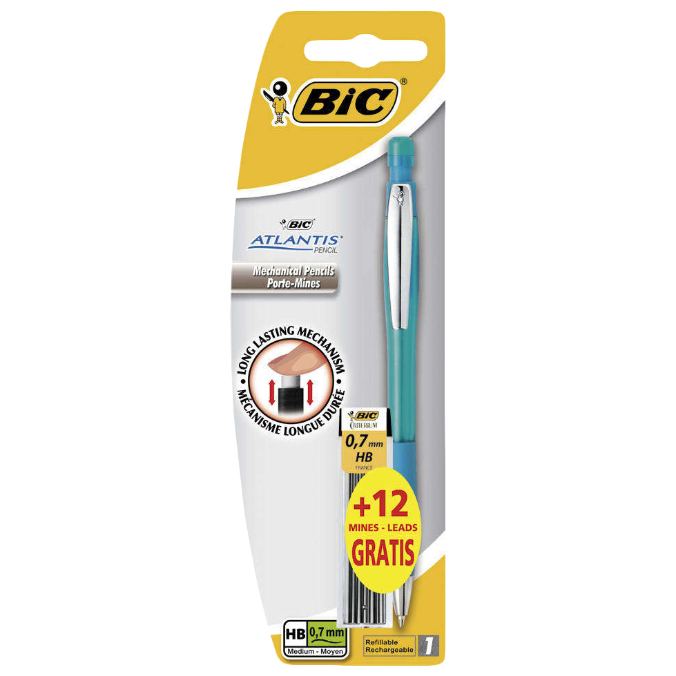 

Карандаш механический Bic Atlantis 0,7 мм + 12 стержней, Голубой