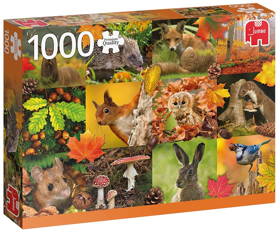 

Пазл Jumbo Лесные животные осенью J18863, 1000 деталей, Лесные животные осенью