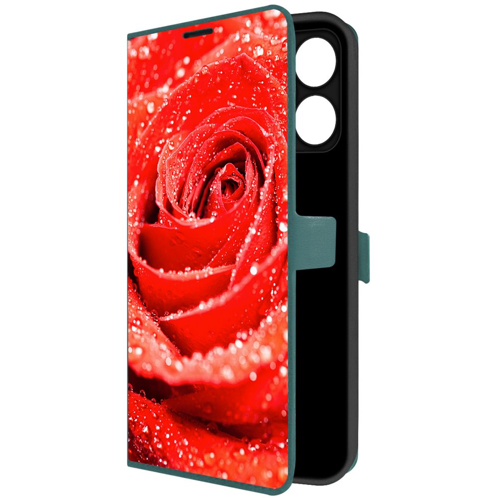 

Чехол-книжка Krutoff Eco Book для Realme Note 50 Роза (зелный опал), Зеленый