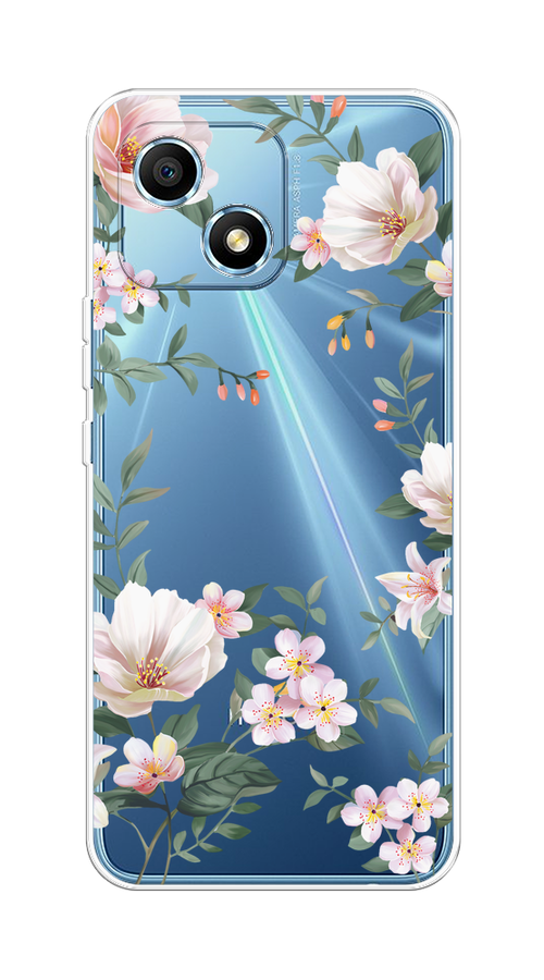 

Чехол на Honor Play 30 "Beautiful white flowers", Бежевый;зеленый, 6108750-1
