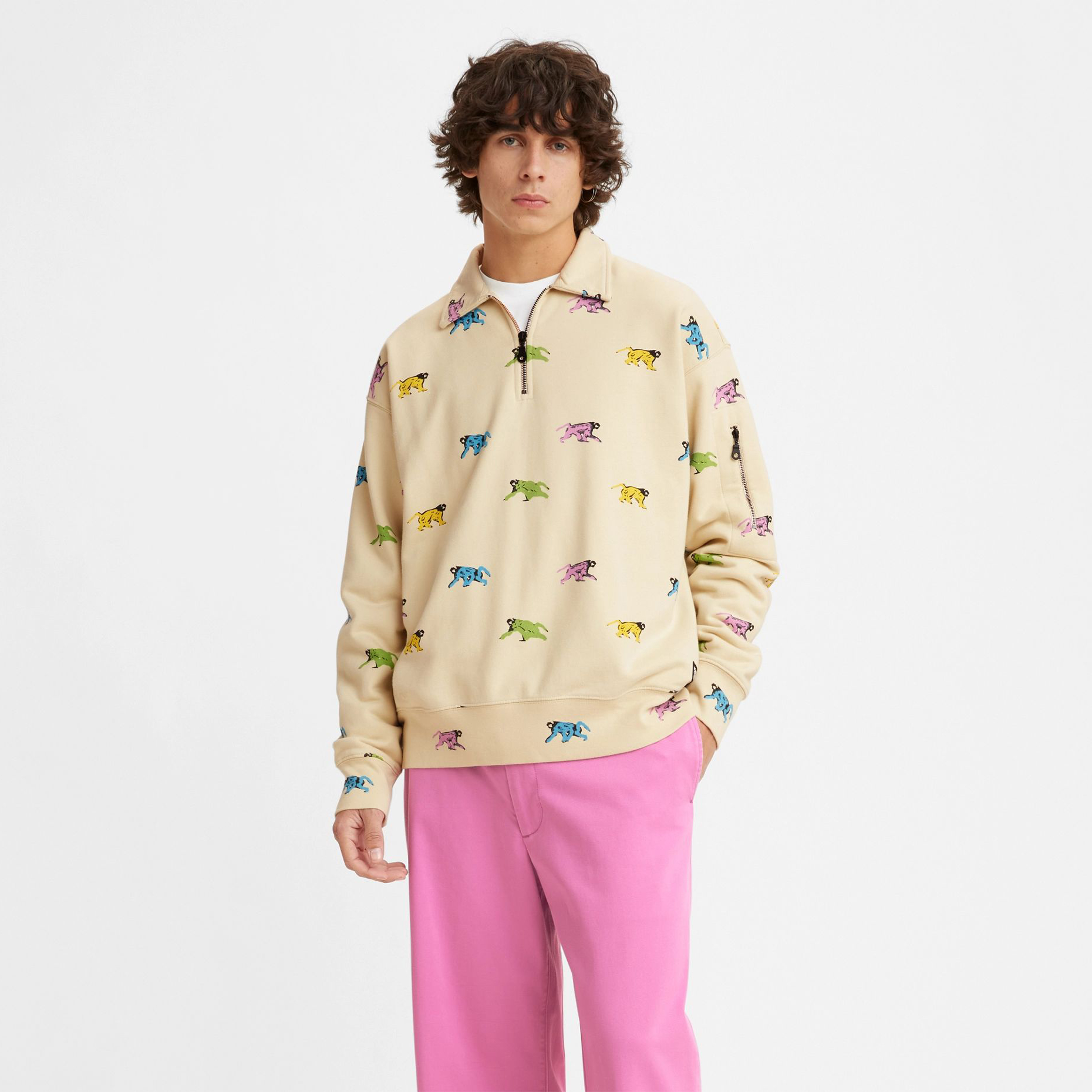 

Олимпийка мужская Levi's Skate New Quarter Zip бежевая 2XL, Skate New Quarter Zip