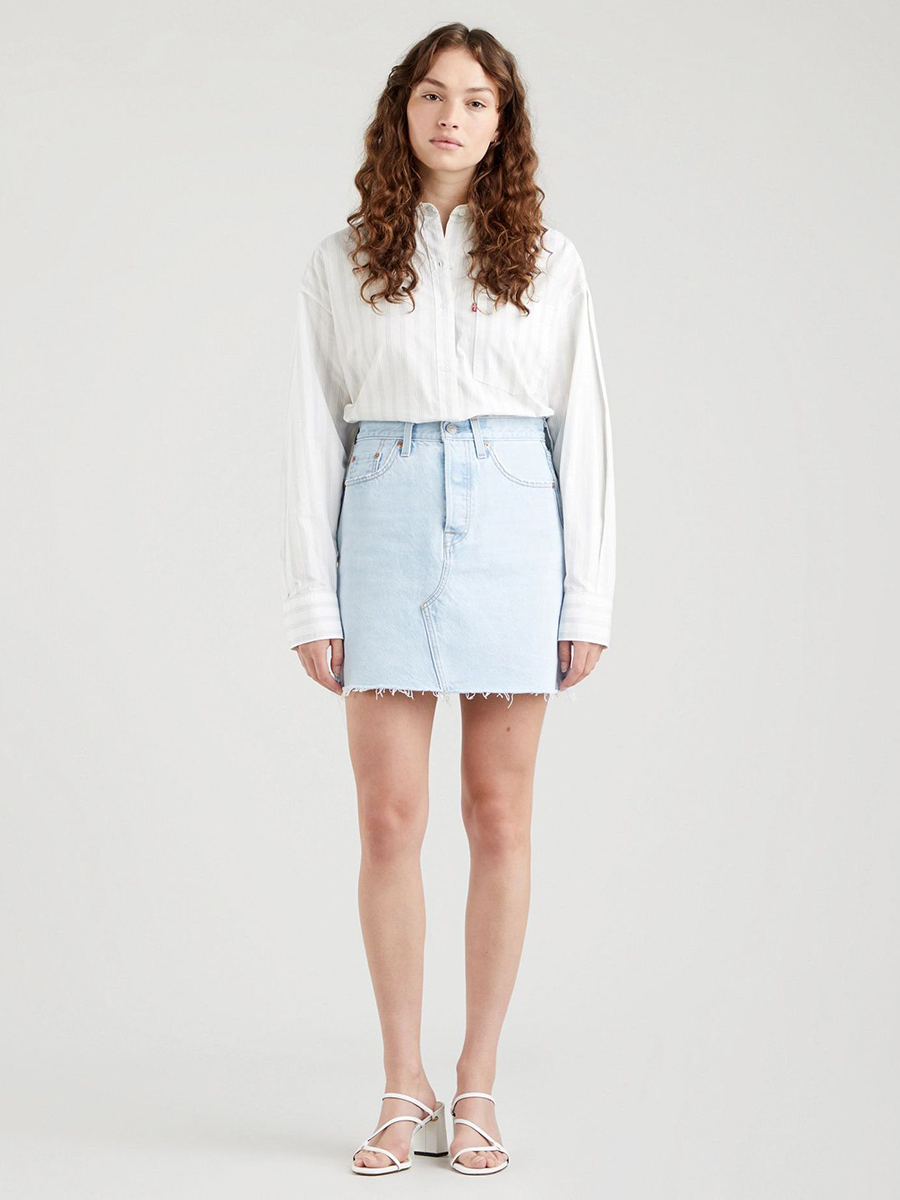 

Юбка женская Levi's Hr Decon Icnic Bfly Skrt голубая 29, Hr Decon Icnic Bfly Skrt