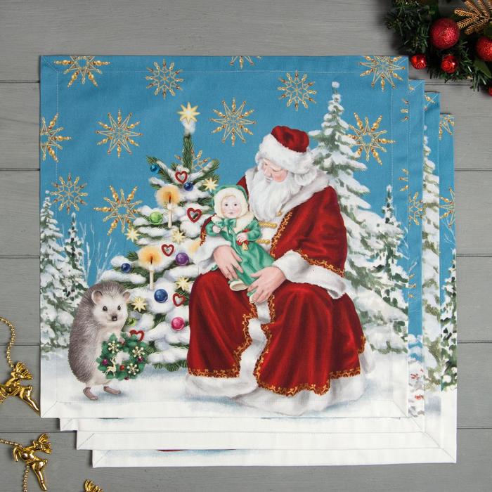 

Новогодний набор салфеток Этель Christmas time, 40x40см 4 шт, Разноцветный