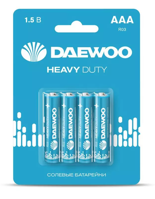 

Элемент питания солевой AAA/R03 1.5В Heavy Duty 2021 4S (уп.4шт) Daewoo 5029330