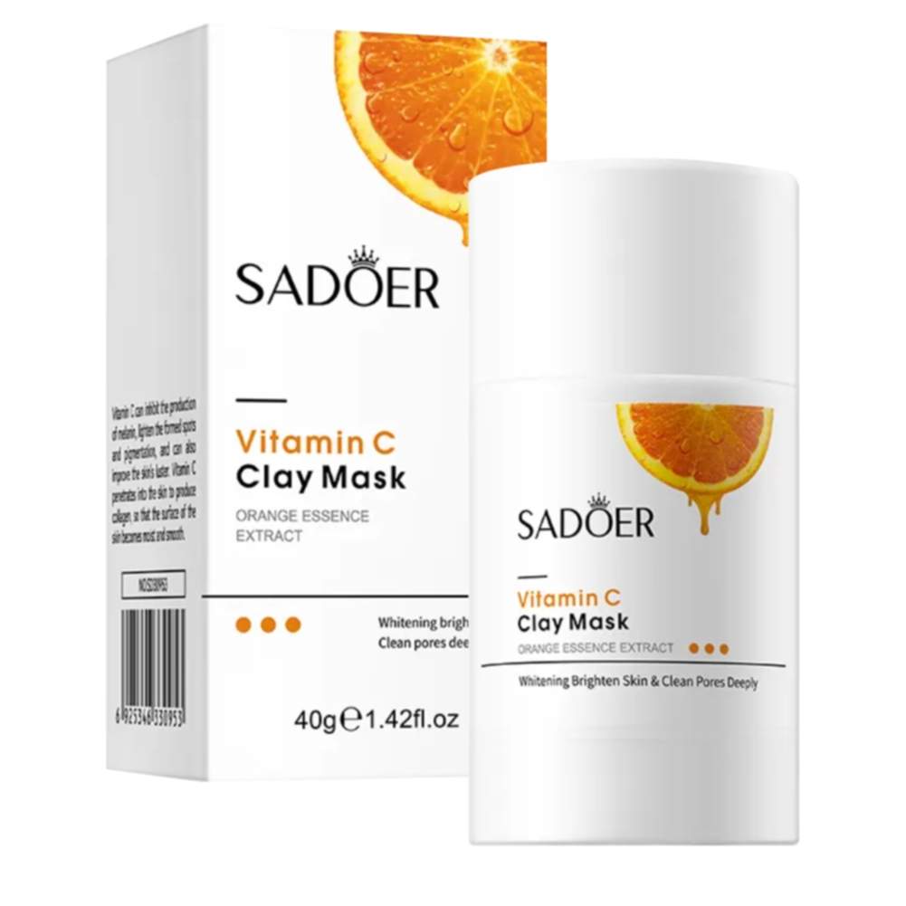 Маска для лица Sadoer Глиняная с витамином С 40 г омолаживающая маска для снятия отеков и осветления темных кругов под глазами