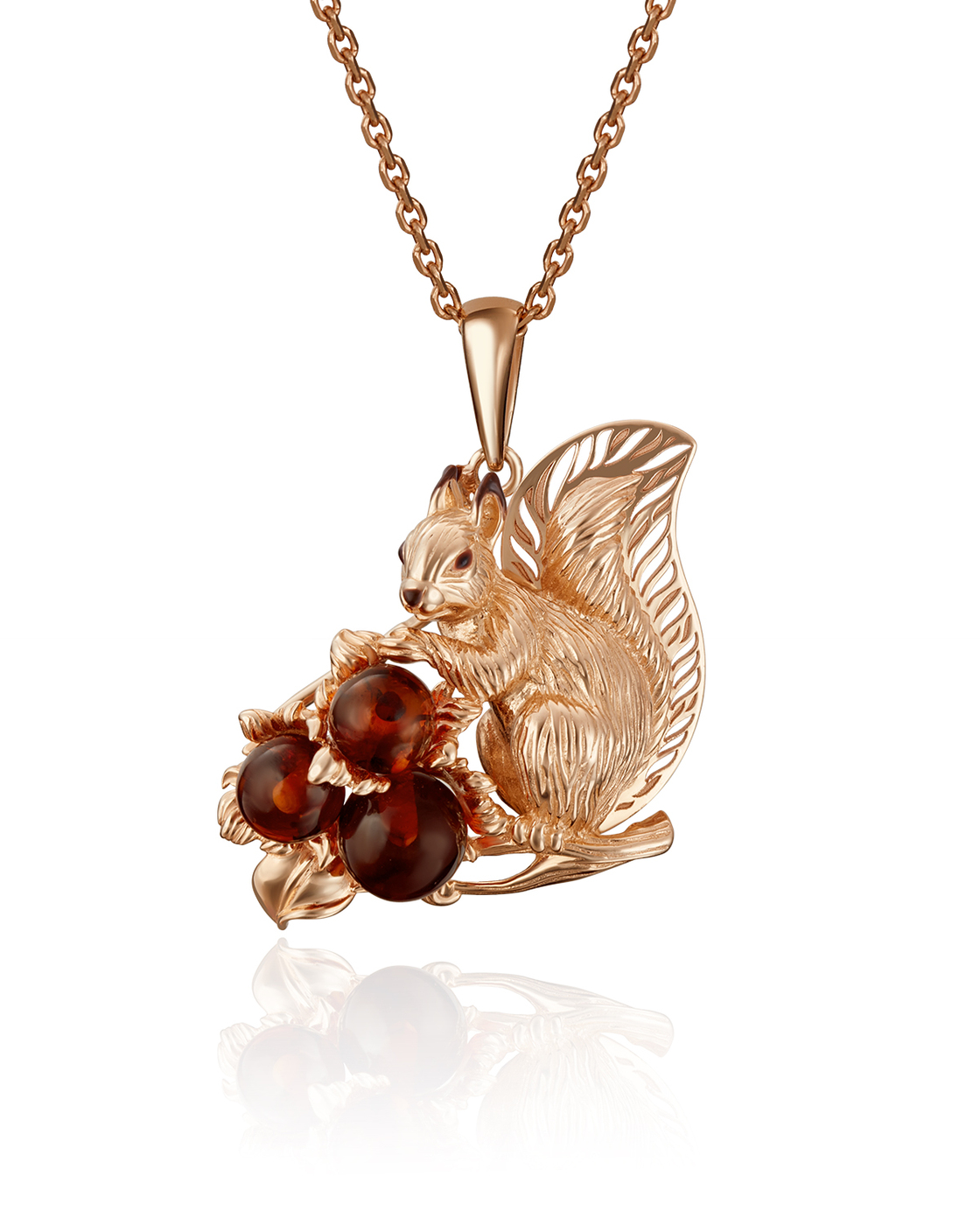 Кулон из красного золота PLATINA jewelry 03-2875-01-271-1110-46, янтарь/эмаль