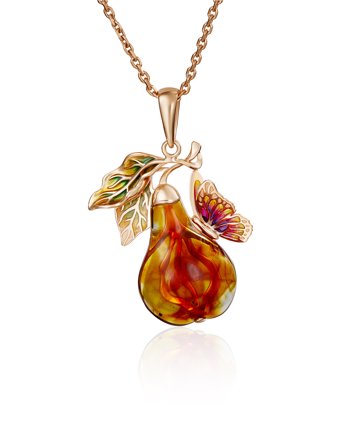 

Кулон из красного золота PLATINA jewelry 03-2874-00-271-1110-46, янтарь/эмаль, 03-2874-00-271-1110-46