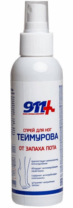 Спрей для ног 911 Теймурова от запаха и пота 150 мл дезодорант dry ru женский мужской противомикробный спрей для ног от пота и запаха 100 мл