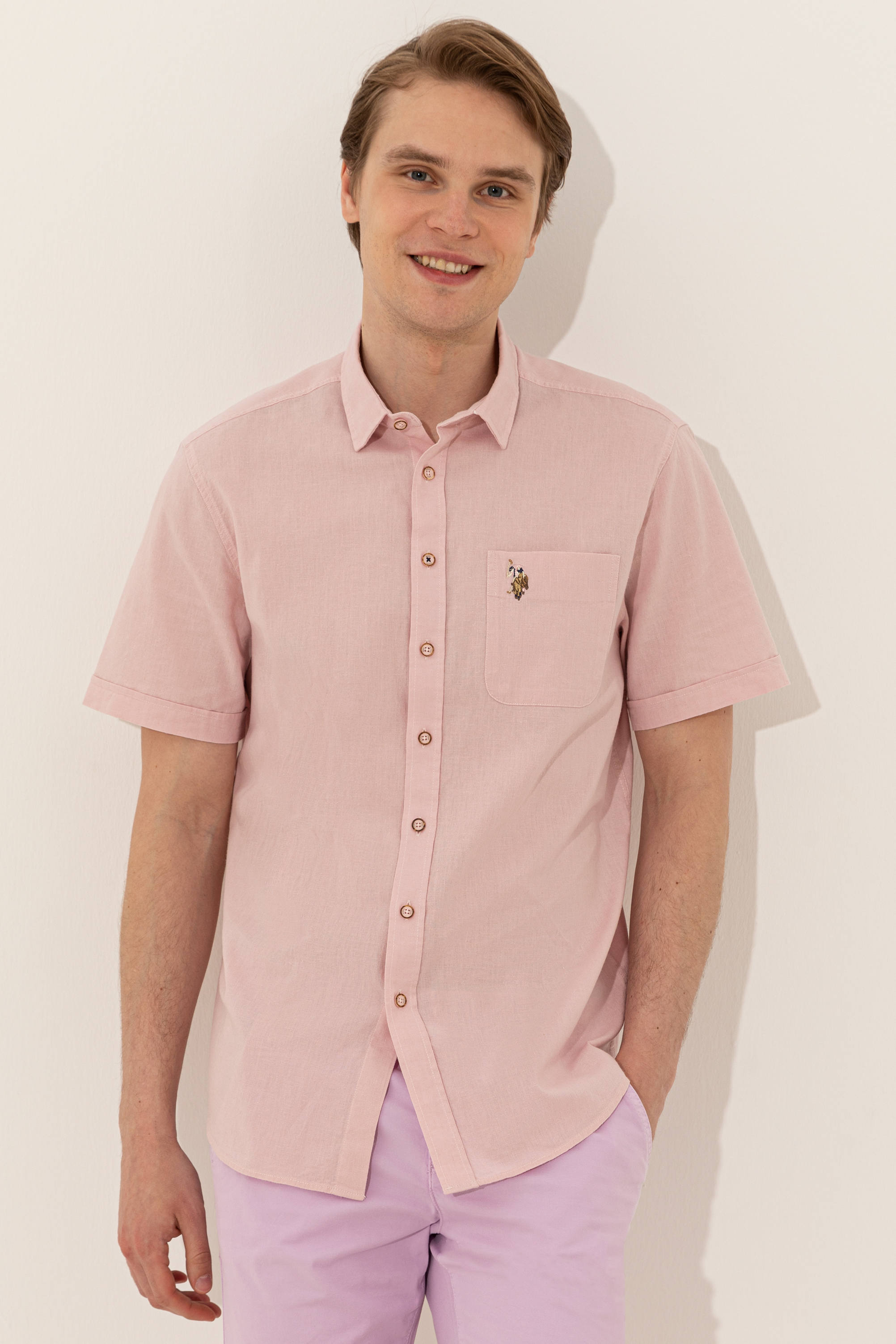 Рубашка мужская U.S. POLO Assn. G081SZ0040ELFY022Y розовая XL
