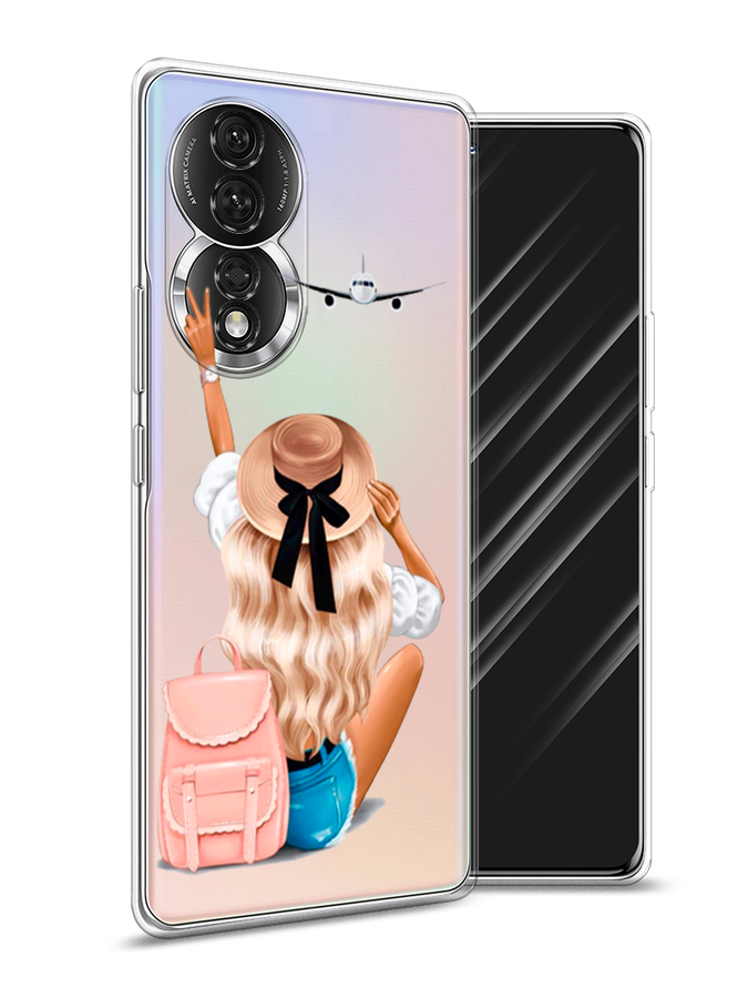 

Чехол Awog на Honor 80 "Автостопом самолетом", Бежевый;белый, 6120350-7