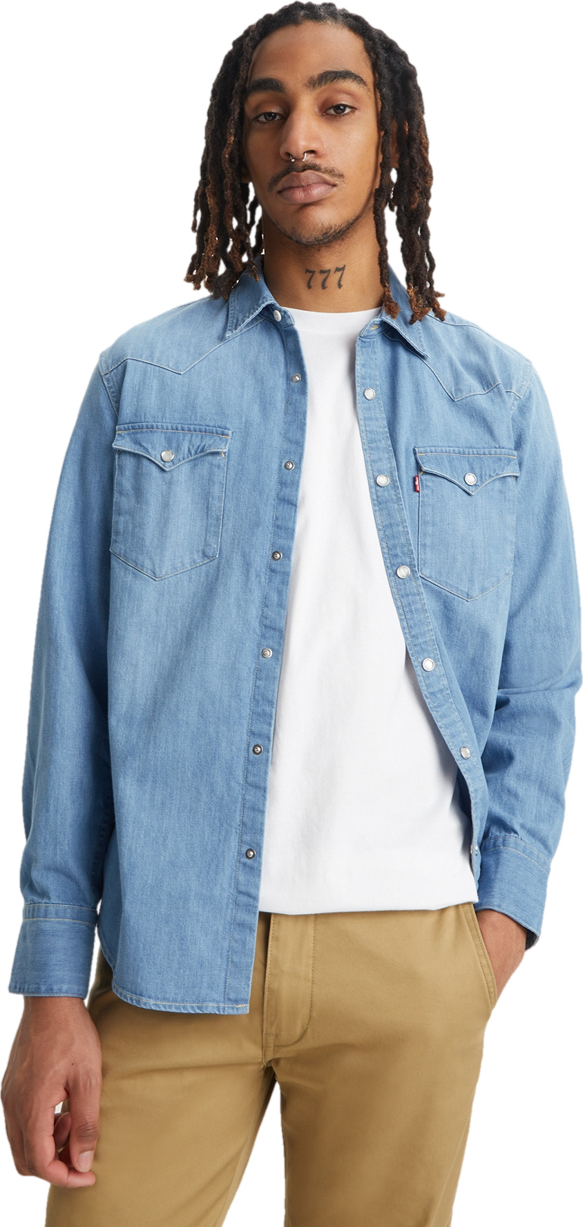 

Рубашка мужская Levi's Men Barstow Western Denim Shirt синяя 2XL, Синий, Men Barstow Western Denim Shirt