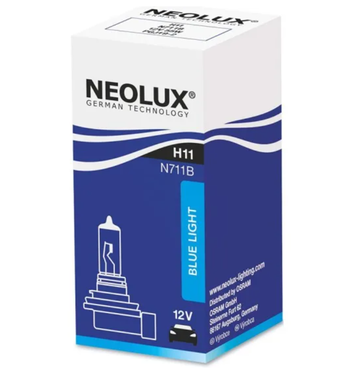 Лампа Neolux Blue H11 12V 55W голубовато-белый свет 4000K (Складная картонная коробка)