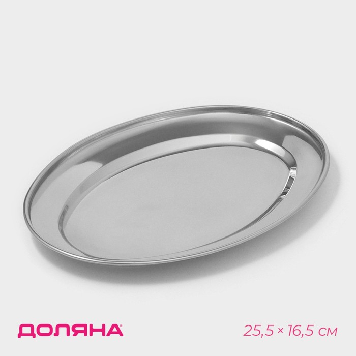 

Поднос овальный из нержавеющей стали Доляна, 25,5x16,5 см, цвет серебряный