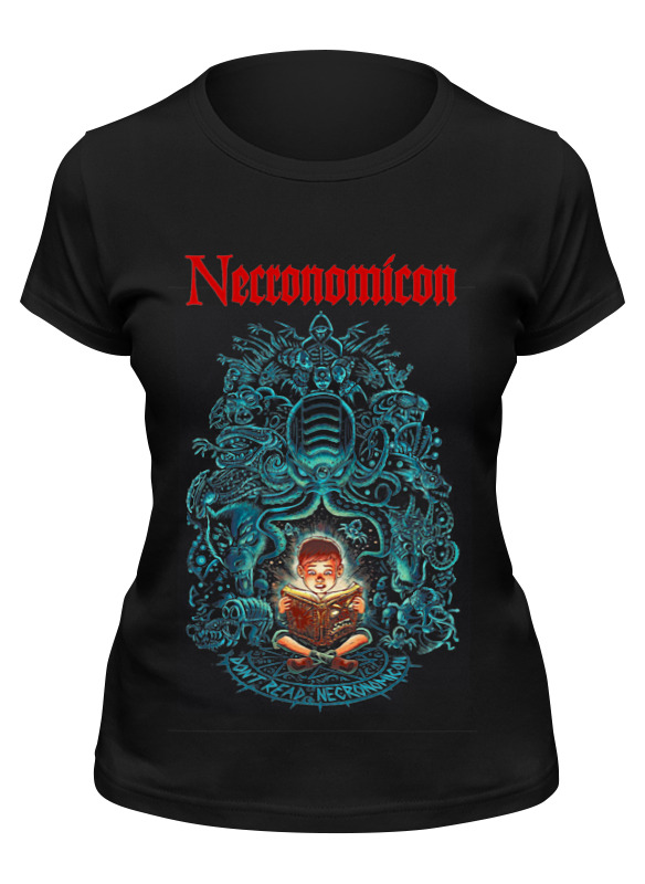 

Футболка женская Printio Necronomicon черная M, Черный, Necronomicon