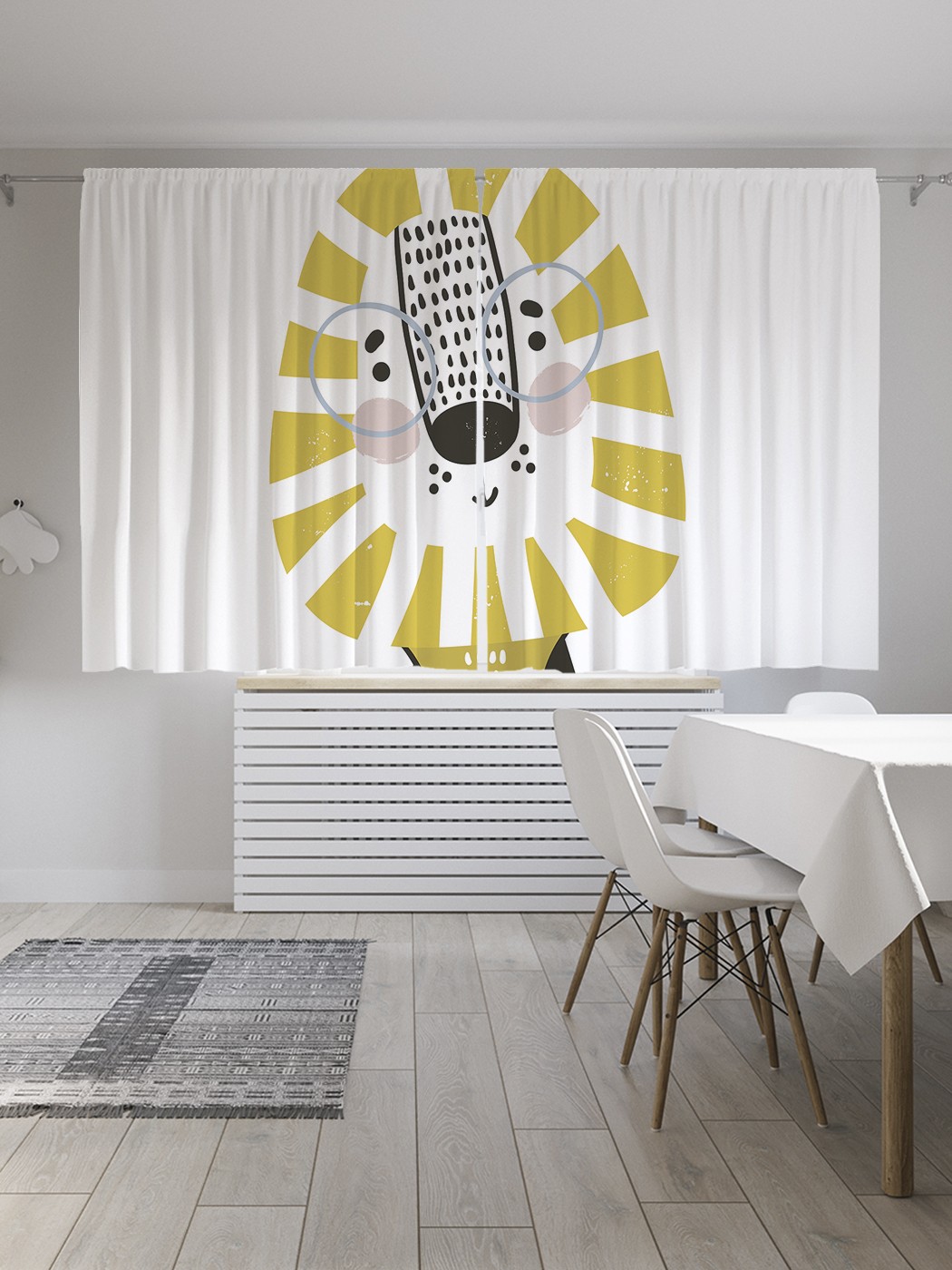 фото Классические шторы joyarty "лев в чепчике", серия oxford delux, 2 полотна 145x180 см
