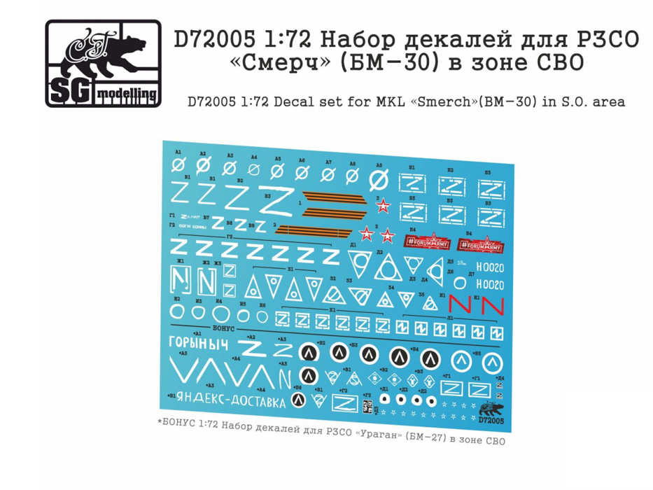 D72005 1:72 Набор декалей для РЗСО Смерч БМ-30 в зоне СВО