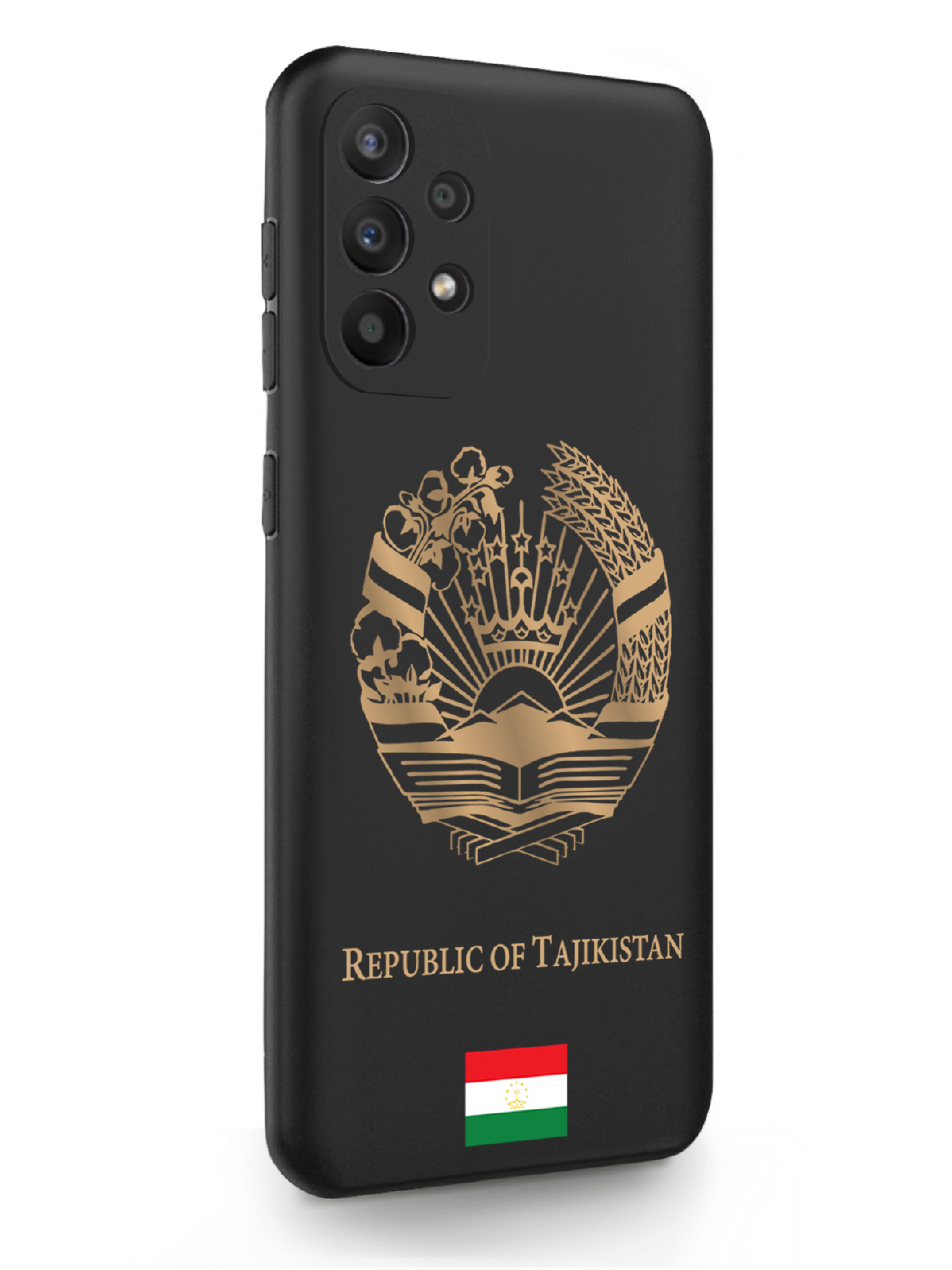 

Чехол SignumCase Samsung Galaxy A23 Золотой Герб Таджикистана черный, Золотистый;черный, Samsung Galaxy A23 Золотой Герб Таджикистана