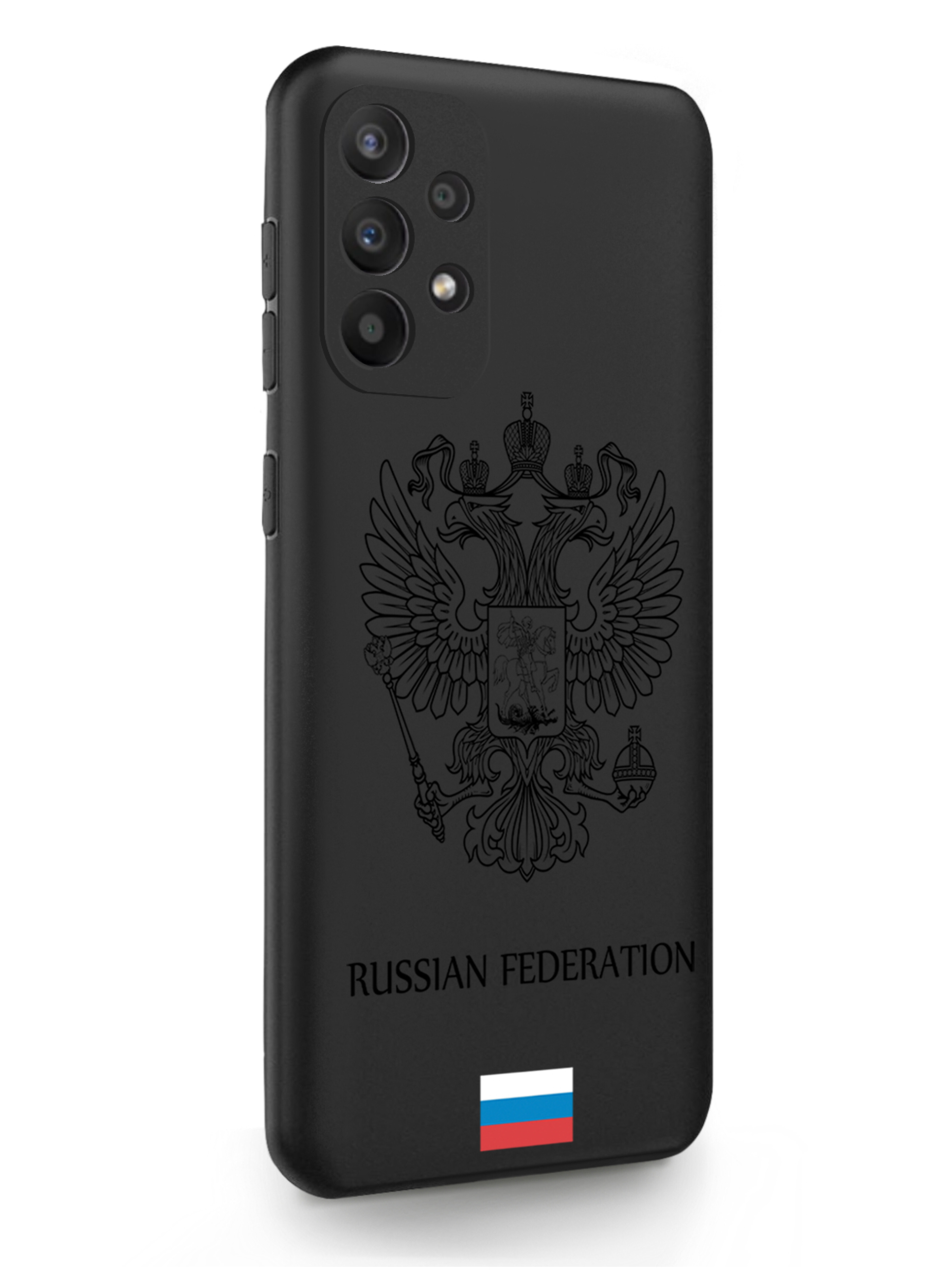 фото Чехол musthavecase samsung galaxy a23 черный лаковый герб россия черный