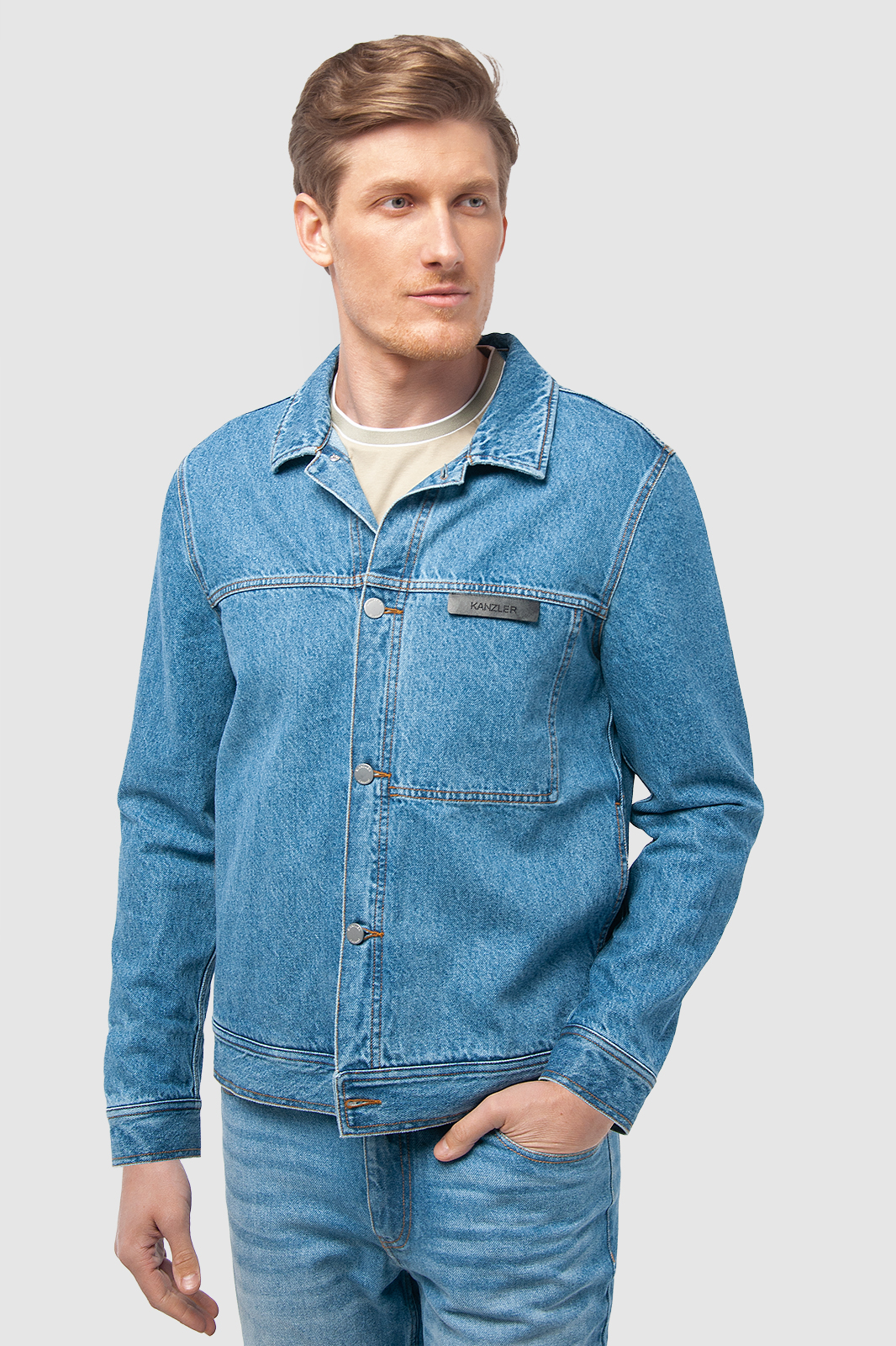 Джинсовая куртка мужская Kanzler 3S-808WT-2311-12 голубая XS