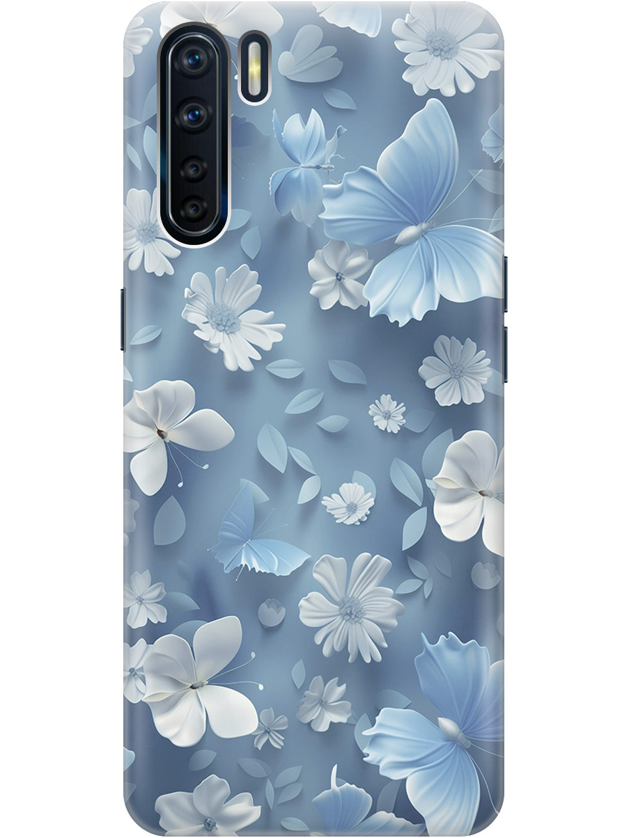 

Силиконовый чехол на Oppo A91/Reno3 с принтом "Голубые бабочки", 726148810