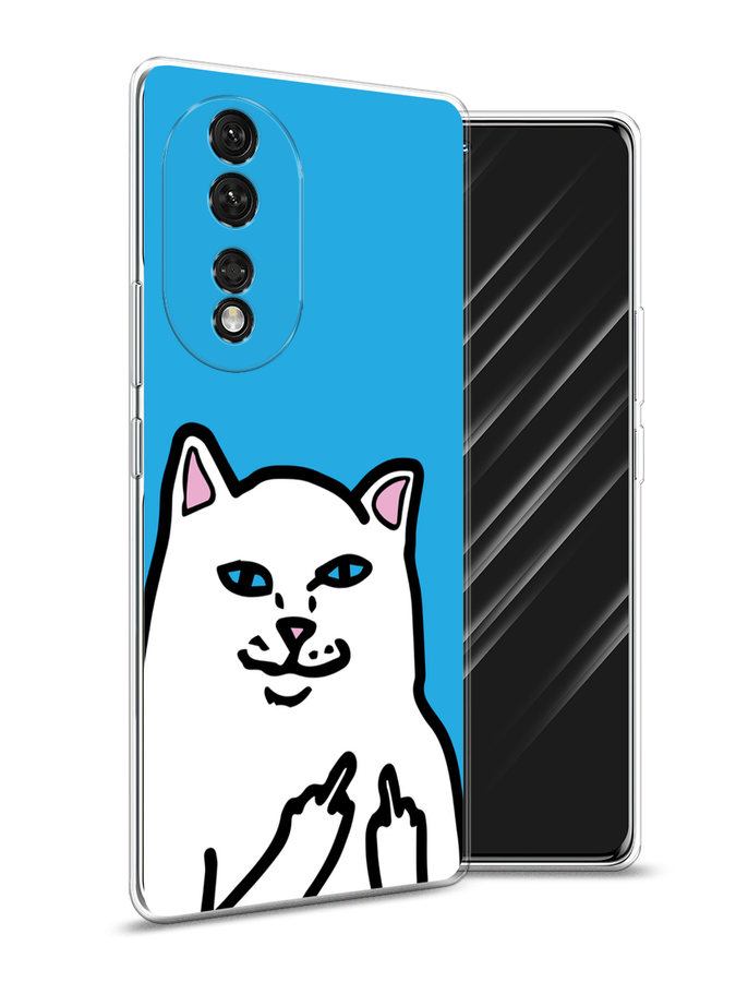 

Чехол Awog на Honor 80 "Кот жесть", Белый;голубой;черный, 6120350-9