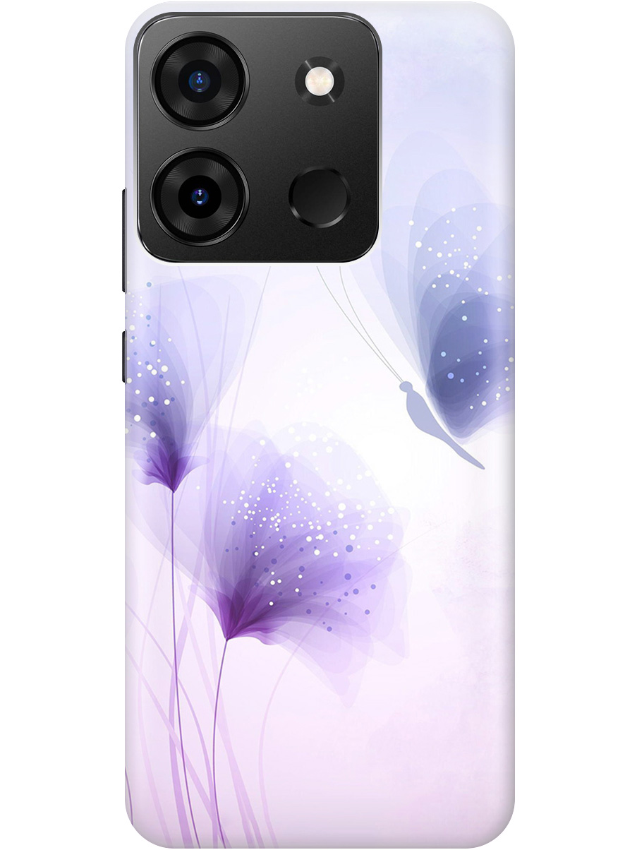 

Чехол на Infinix Smart 7 Plus "Бабочка и фиолетовые цветы" прозрачный, Фиолетовый, 20010361