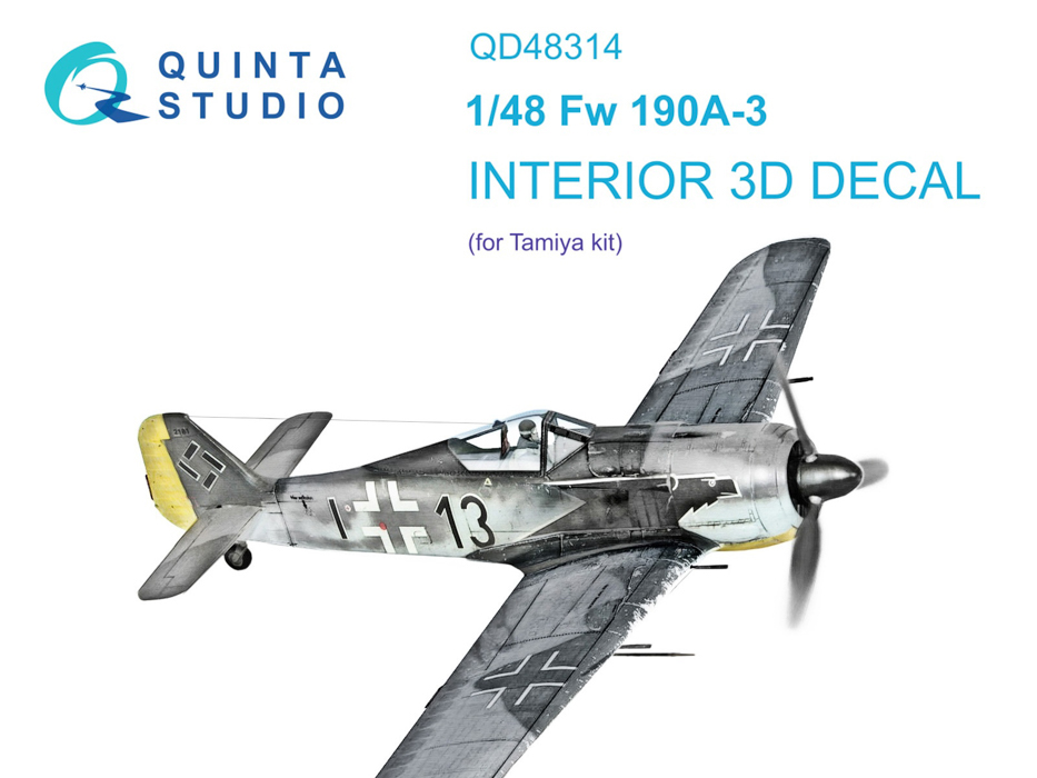 

QD48314 3D Декаль интерьера кабины Fw 190A-3 Tamiya, Цветной