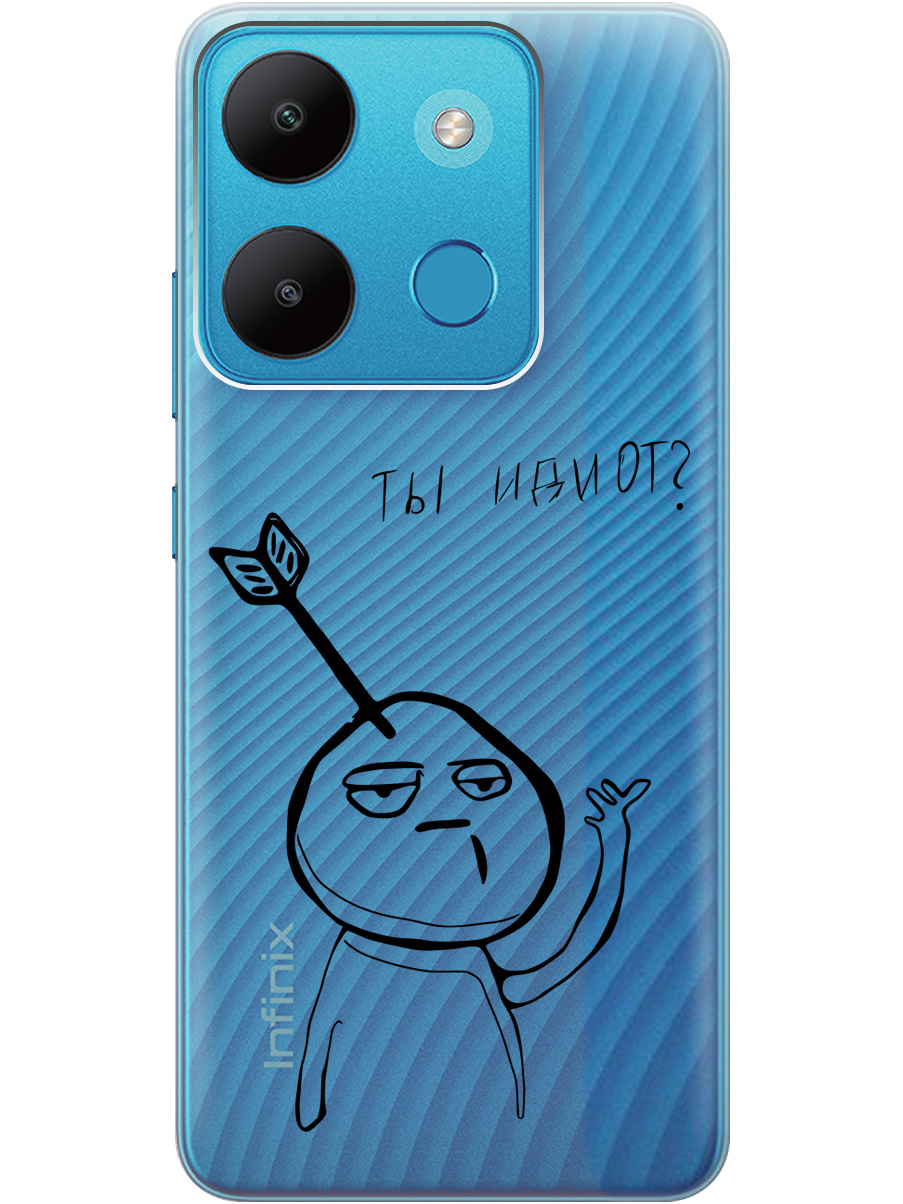 

Чехол на Infinix Smart 7, Tecno Spark Go 2023, Pop 7, Pop 7 Pro "Idiot" прозрачный, Прозрачный;черный, 20010355