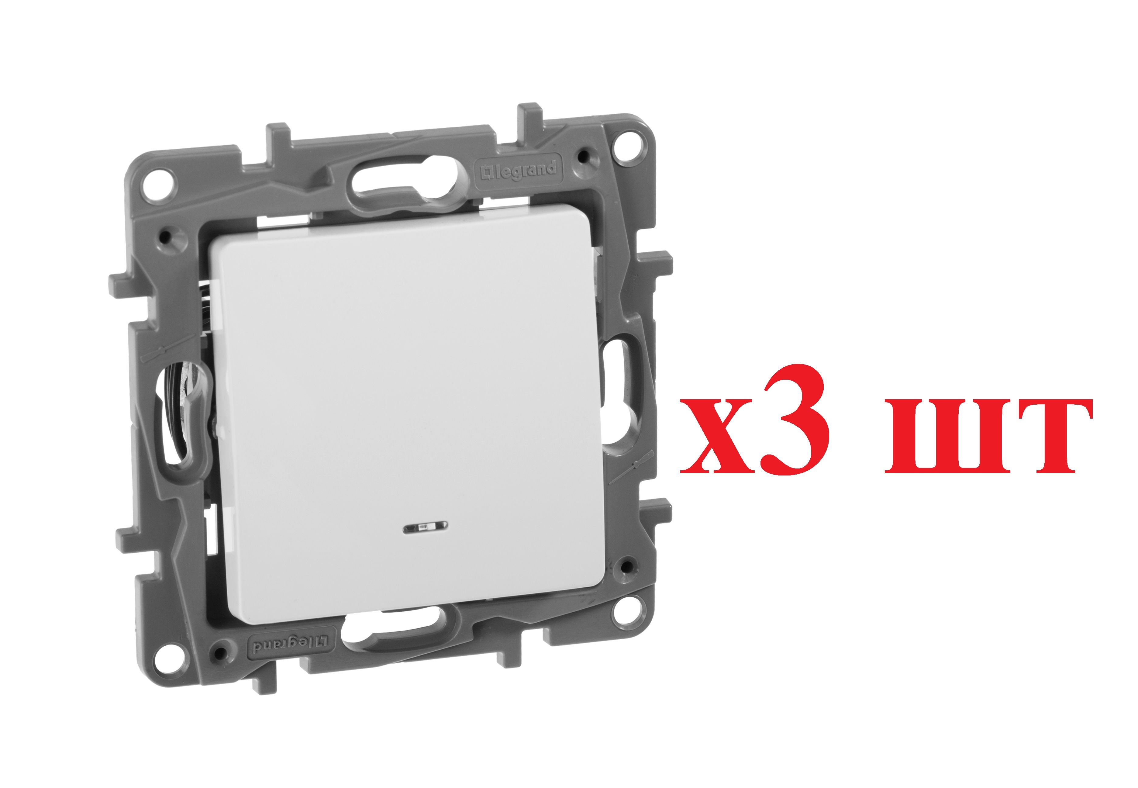 

Legrand Etika Бел Переключатель с подсветкой, 10А, авт. Клем 672215 (3шт), Etika22