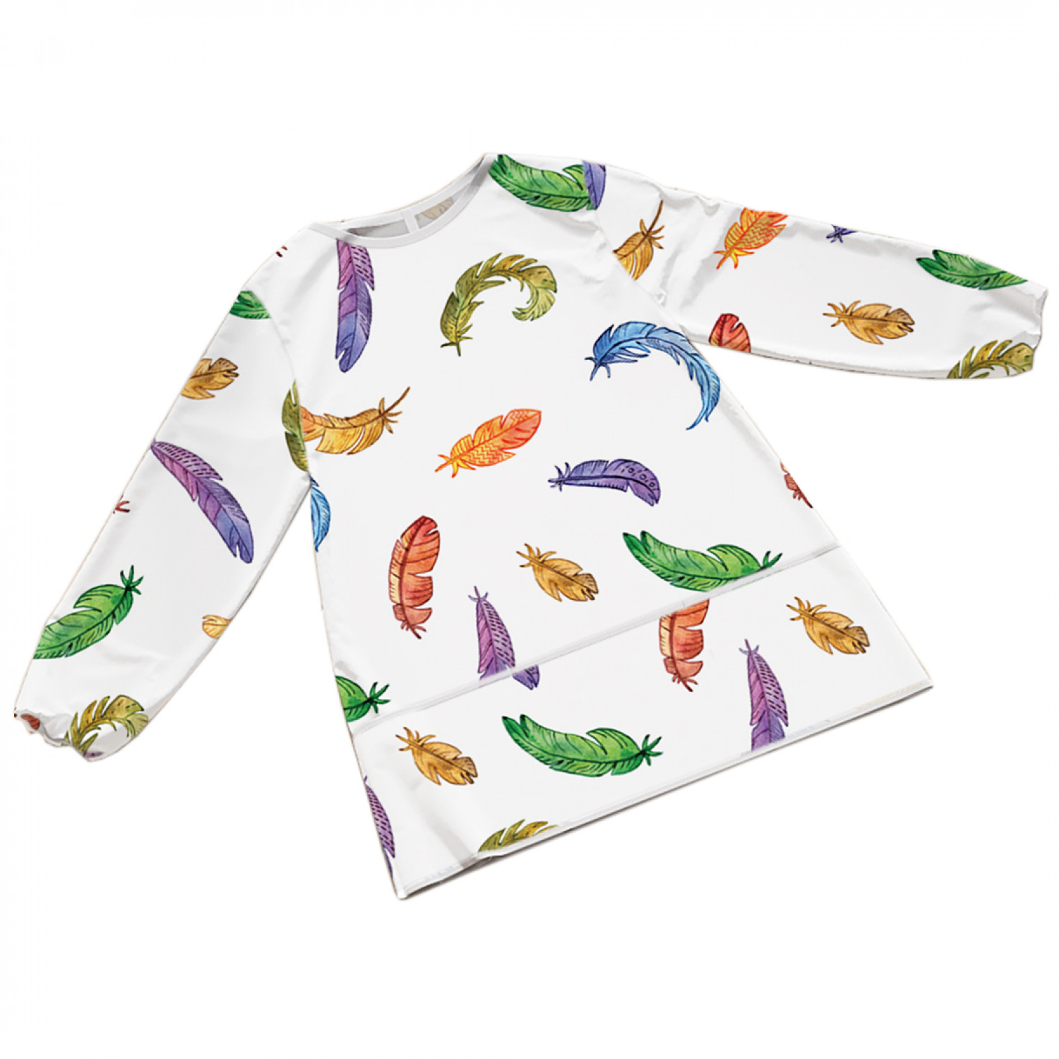 Фартук детский JoyArty Цветные перья с рукавами от 1 до 2 лет