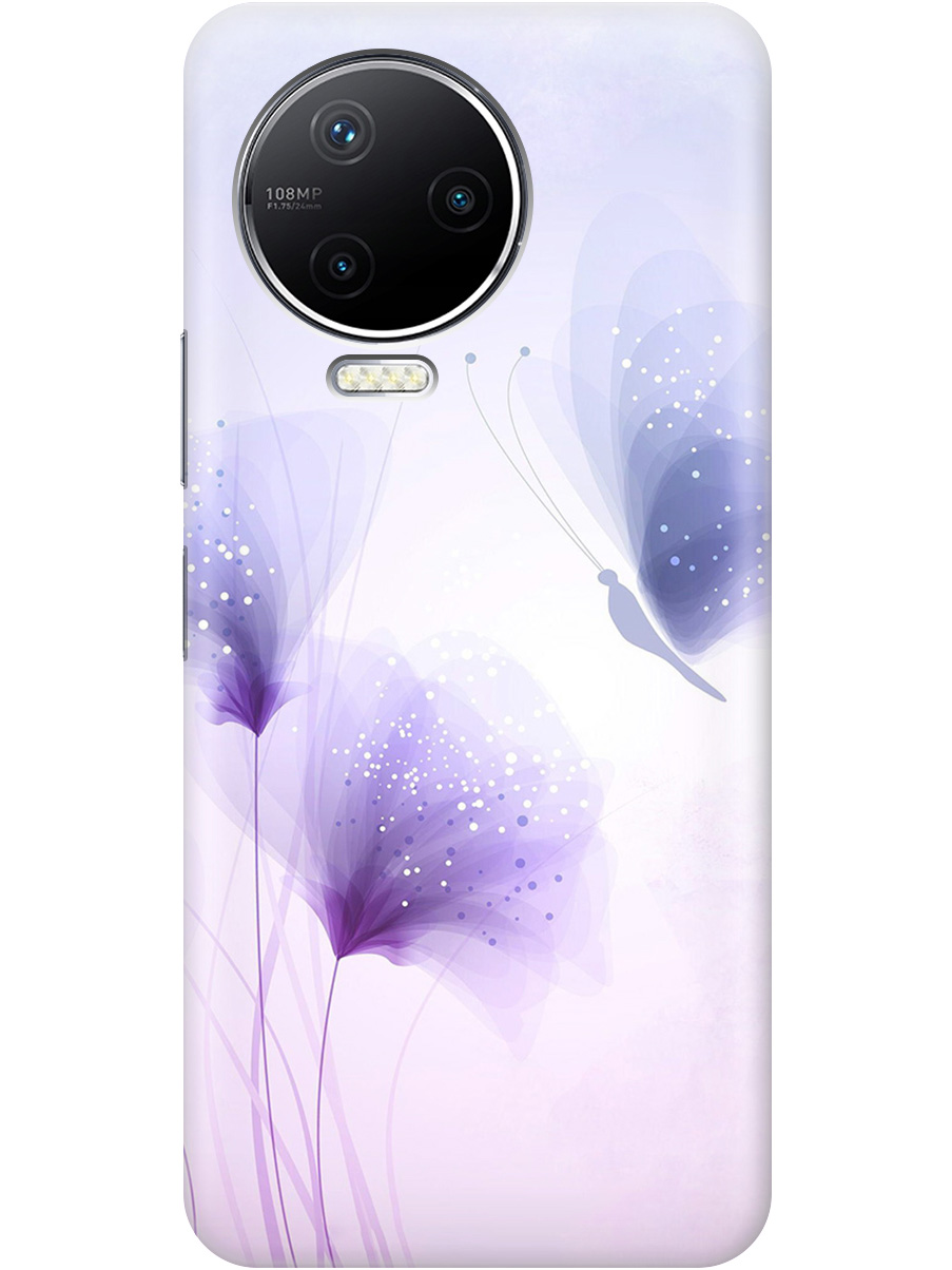 

Силиконовый чехол на Infinix Note 12 Pro с принтом "Бабочка и фиолетовые цветы" прозрачный, Фиолетовый, 20010346