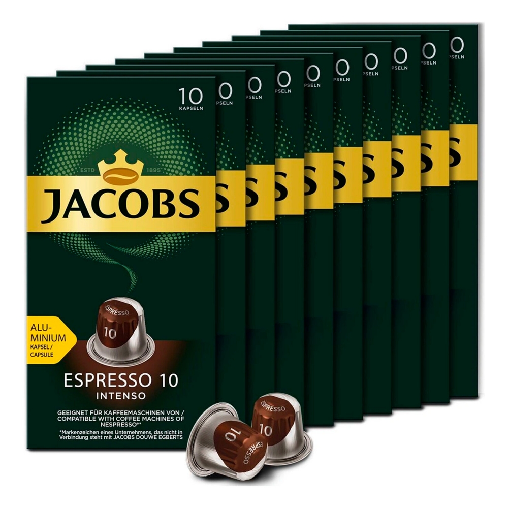 Кофе в капсулах Jacobs для кофемашин Nespresso Espresso 10 Intenso 10 порций 589₽