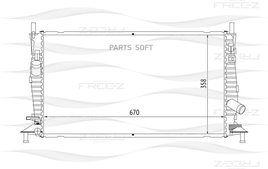 

Радиатор основной FORD Focus II/MAZDA 3/VOLVO S40 II /670x372x14 FREE-Z KK0146