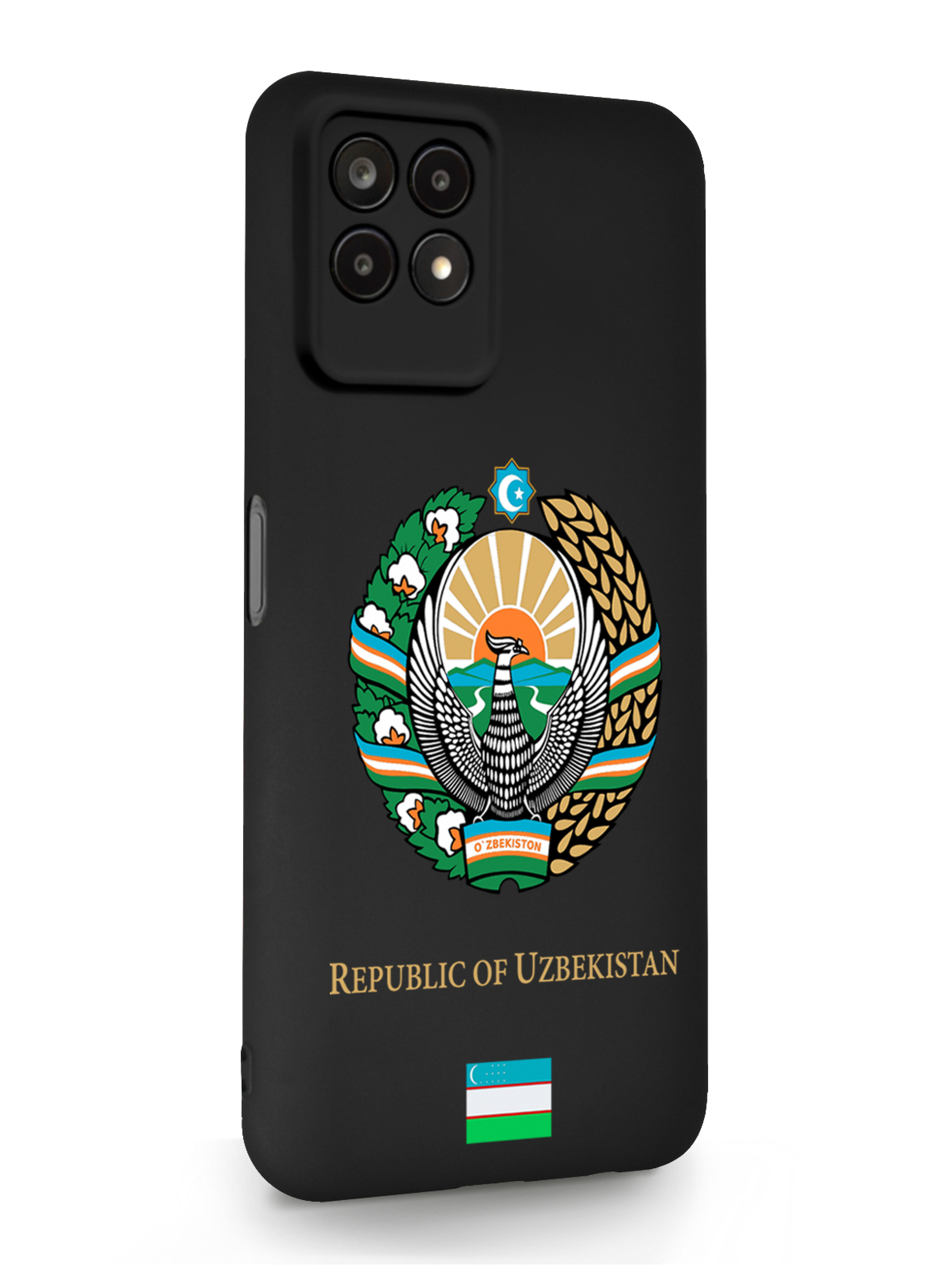

Чехол SignumCase Realme 8i Герб Узбекистана черный, Разноцветный, Realme 8i Герб Узбекистана