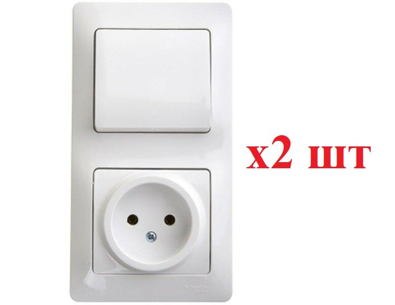 

Systeme Electric Glossa Бел Блок: розетка и 1-кл. выключатель GSL000160 (2шт), Белый, Glossa27_2