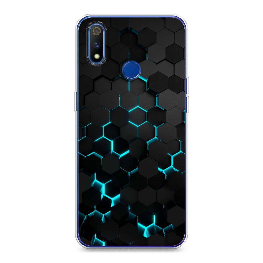 фото Чехол awog "соты бирюзовые" для realme 3 pro