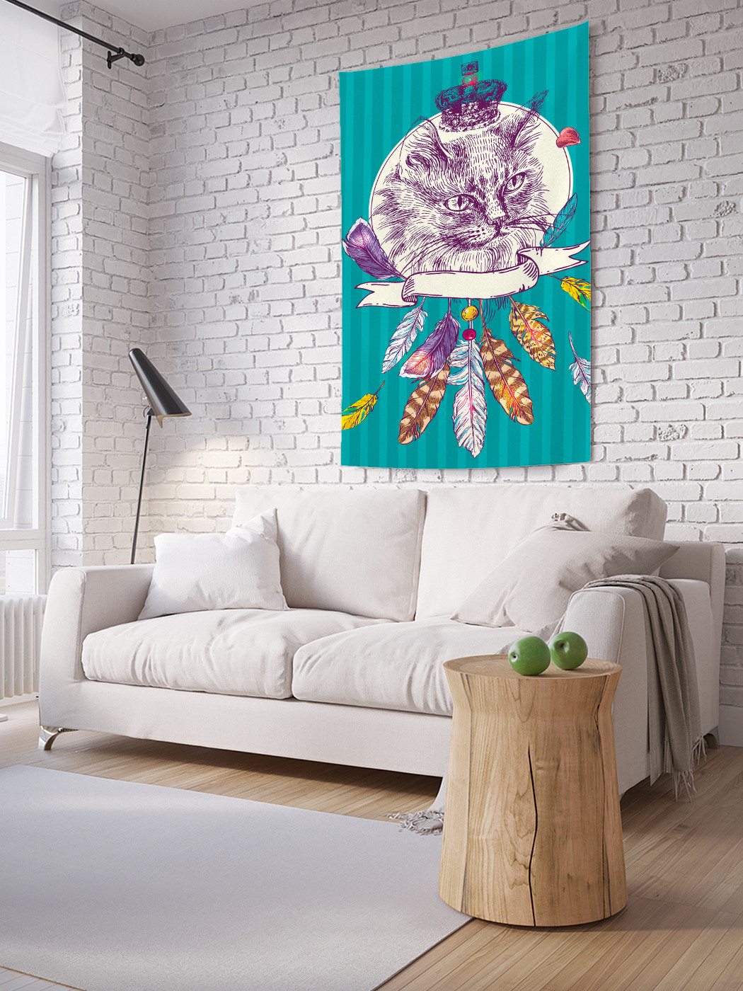 

Вертикальное фотопанно на стену JoyArty Кот и перья 100x150 см, Кот и перья