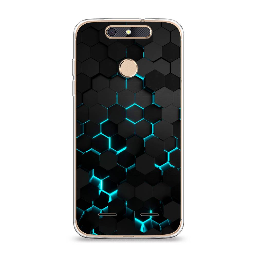 фото Чехол awog "соты бирюзовые" для zte blade v8 mini