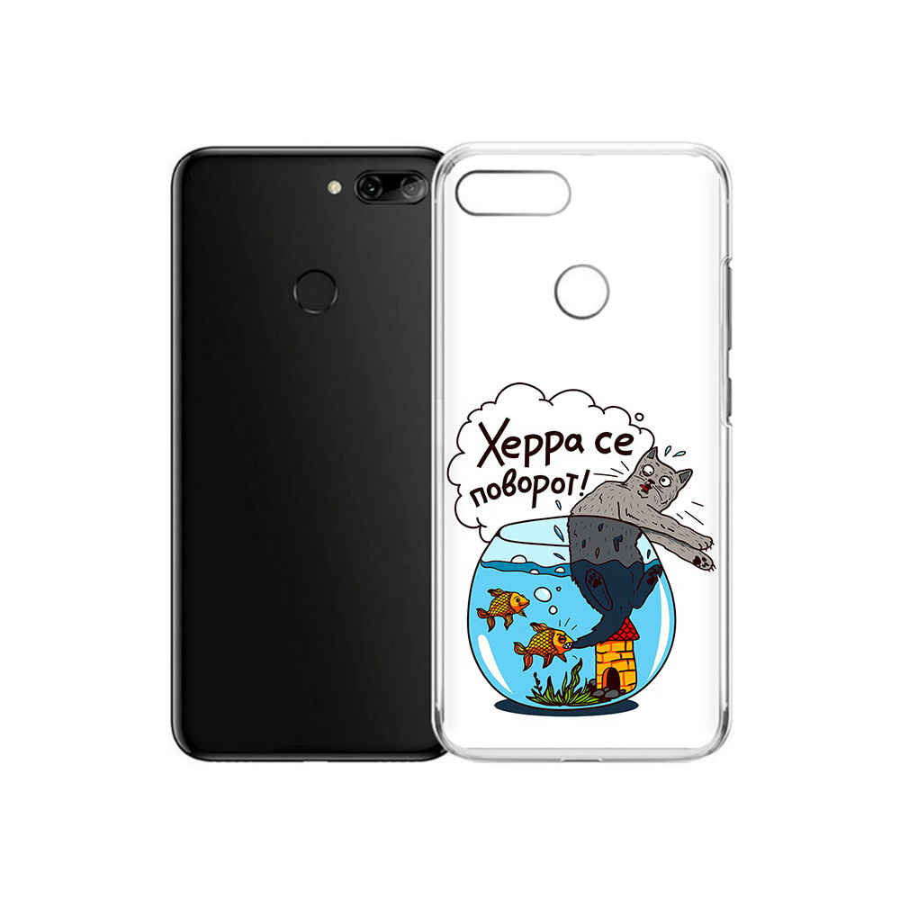

Чехол MyPads Tocco для Alcatel 1S Рыбы с котом (PT227137.662.149), Прозрачный, Tocco