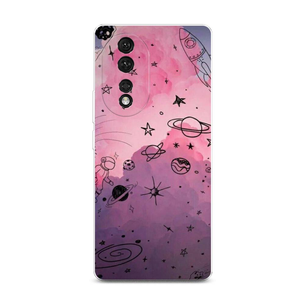 

Чехол Awog на Honor 80 "Радуга планет 3", Черный;розовый, 6120350-4